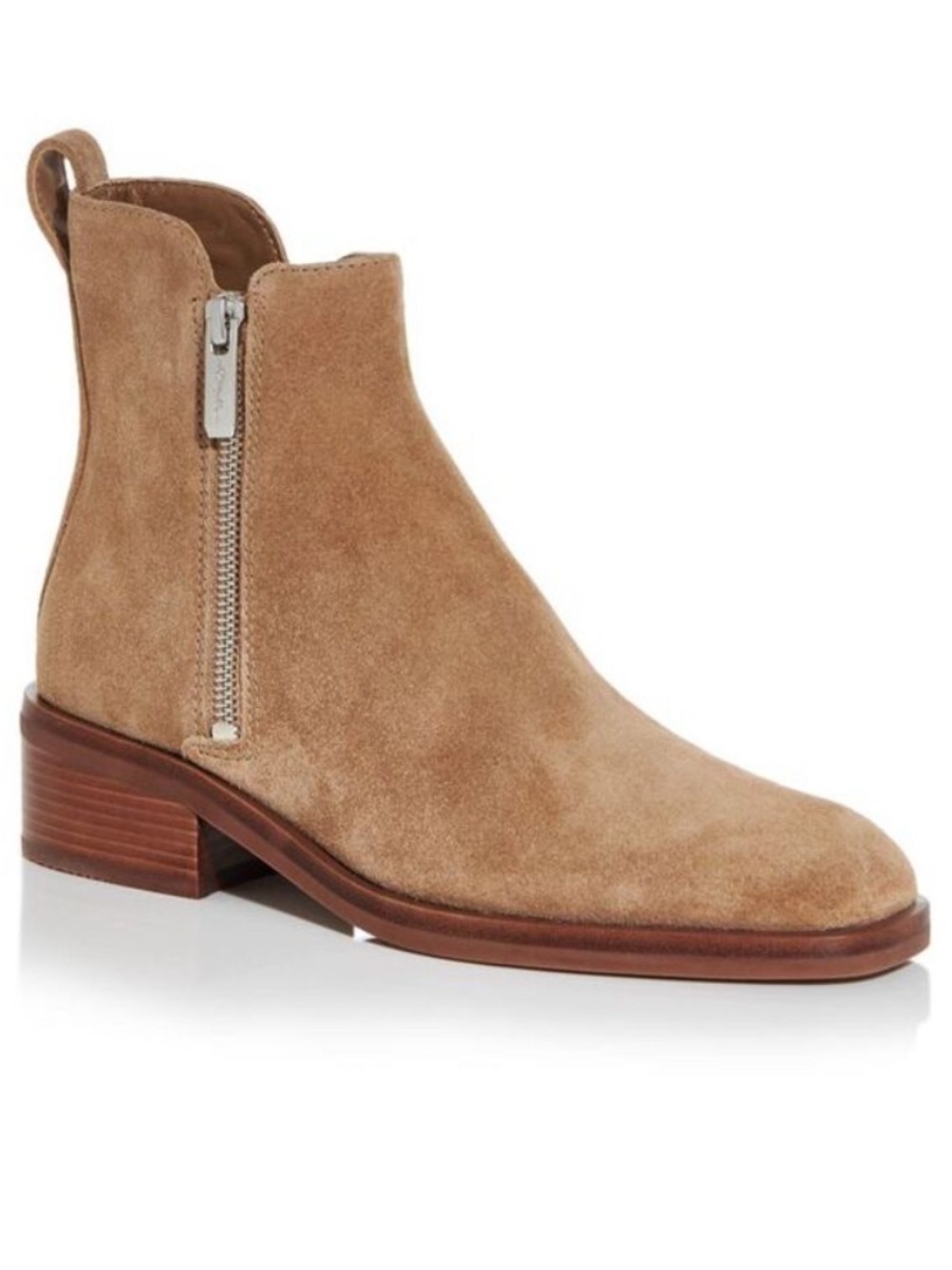 3.1 Phillip Lim Alexa Suede Side-Zip Ankle Boot in Light Brown
